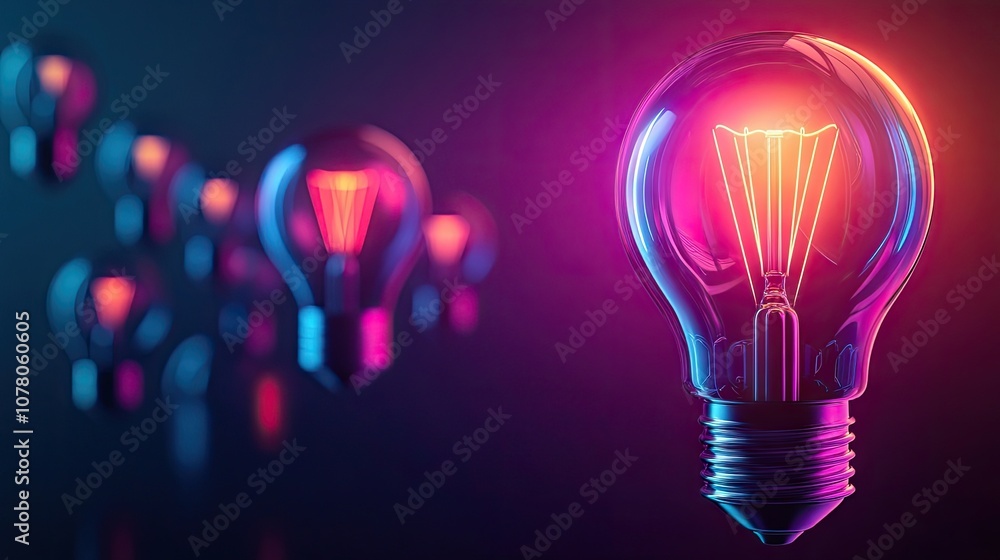 Glowing light bulb symbol on a dark background emphasizes innovation concepts. This striking light bulb design represents creativity and new ideas with ample copy space for your text. Glowing light bulb symbol on a dark background emphasizes innovation concepts. This striking light bulb design represents creativity and new ideas with ample copy space for your text.