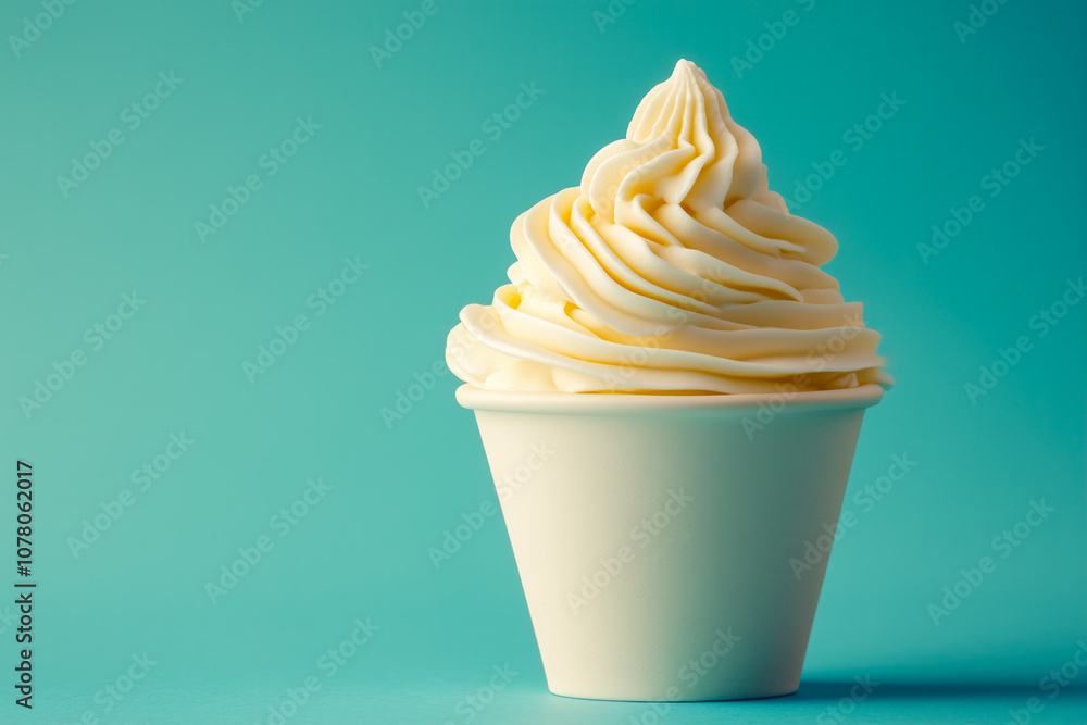 White frosted cupcake with a white frosting swirl White frosted cupcake with a white frosting swirl