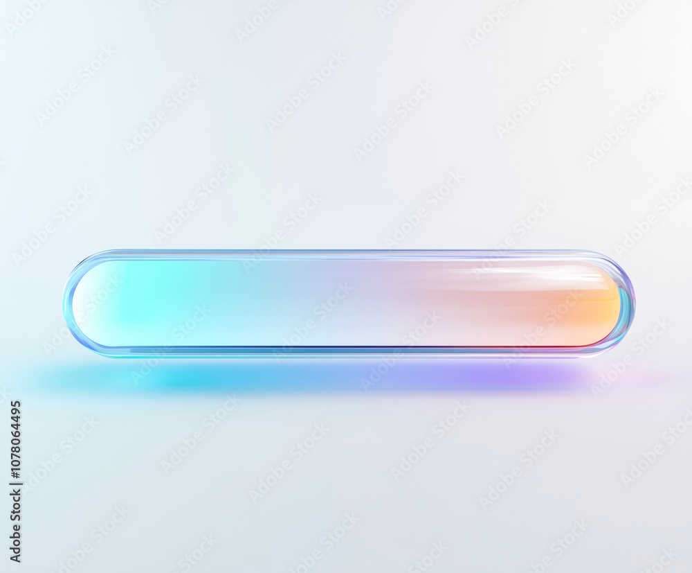 Long, thin, clear glass tube with a rainbow colored stripe Long, thin, clear glass tube with a rainbow colored stripe