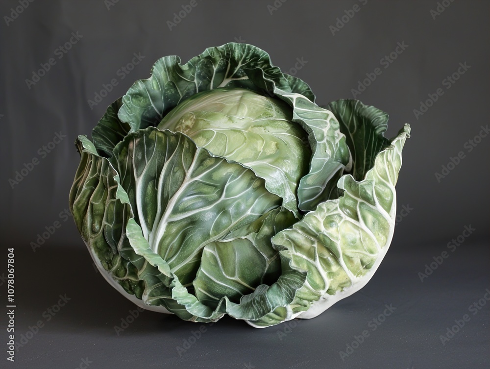 Obraz premium Green Cabbage Still Life: Fresh Vegetable Photography