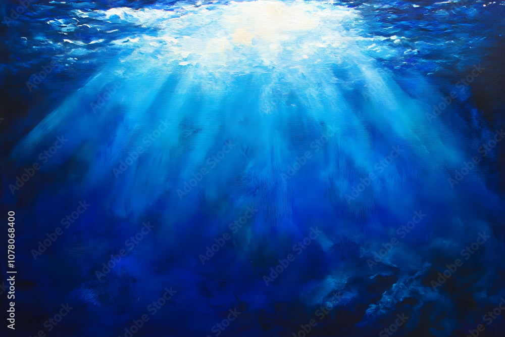 Fototapeta premium 神秘的な水中の洞窟に差し込む光