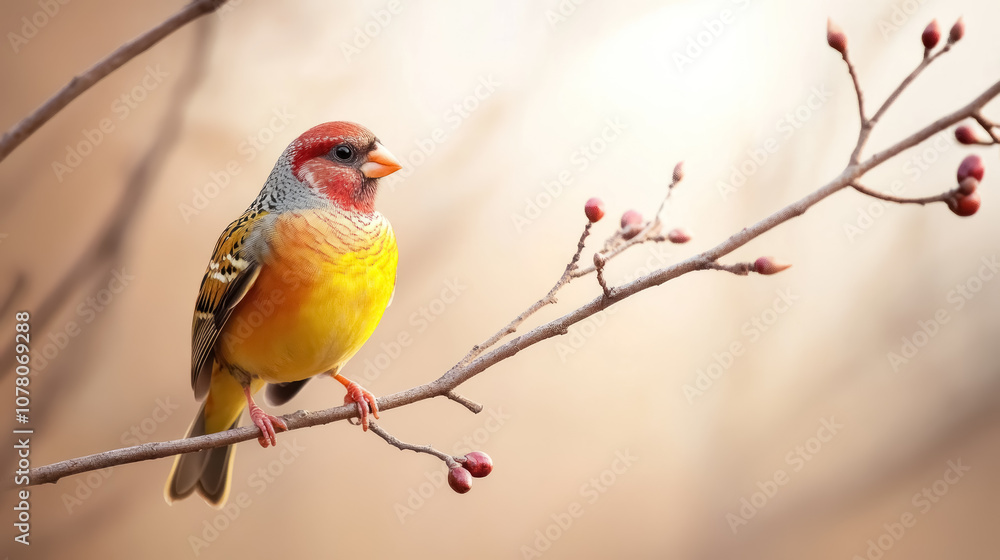 colorful bird perched on a branch in nature with soft background colorful bird perched on a branch in nature with soft background