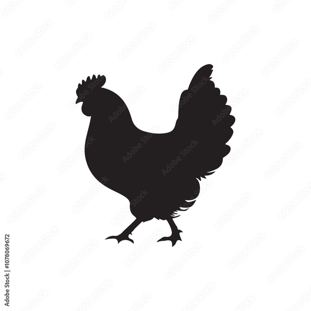 chicken black logo Vector black silhouette of a chicken on a white background. chicken black logo Vector black silhouette of a chicken on a white background.