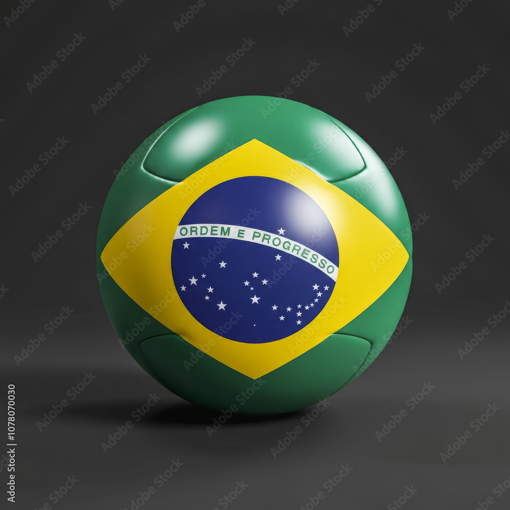 Obraz premium Brazil soccer ball on dark background - sports concept for team spirit and national pride