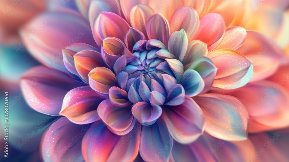 A vibrant, colorful flower with intricate petals and a soft, dreamy background. A vibrant, colorful flower with intricate petals and a soft, dreamy background.
