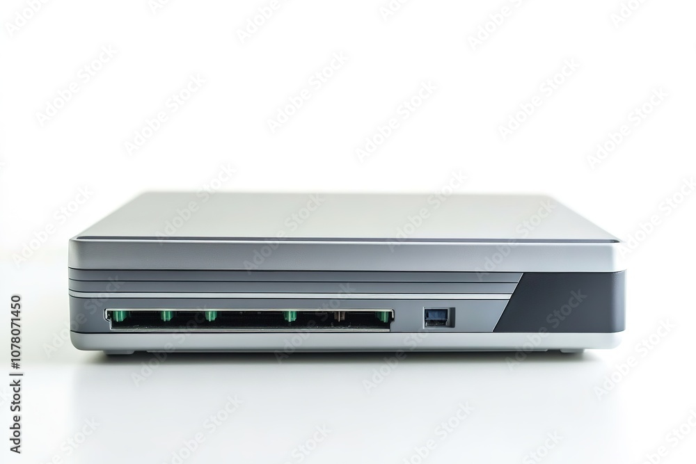Modern wireless router on white background with soft shadow Modern wireless router on white background with soft shadow