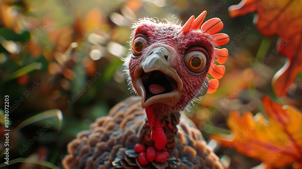 custom made wallpaper toronto digital: Cute Happy Turkey Character Animated Thanksgiving Illustration