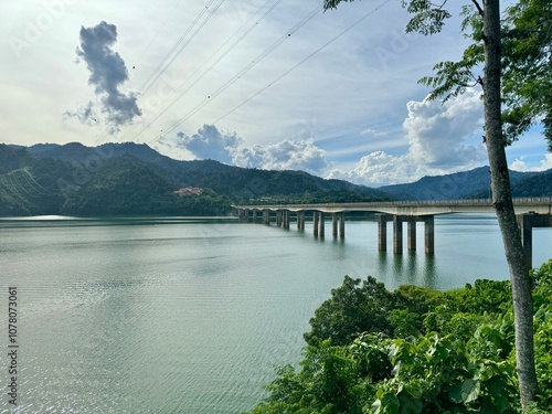 Landscape View of Road Bridge Overpass Tasik Banding at Royal Belum State Park in Gerik, Perak, Malaysia. Travel Malaysia