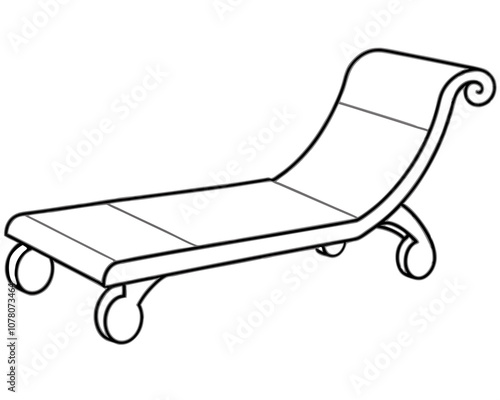 Chaise Lounge Coloring Page on White Background