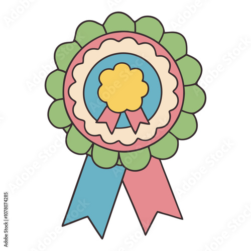 Award ribbon illustration with pastel colors and simple flat design