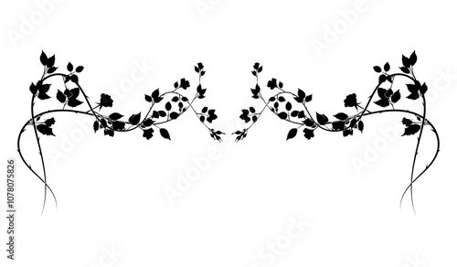 beautiful long element of rose interlacing thorns
