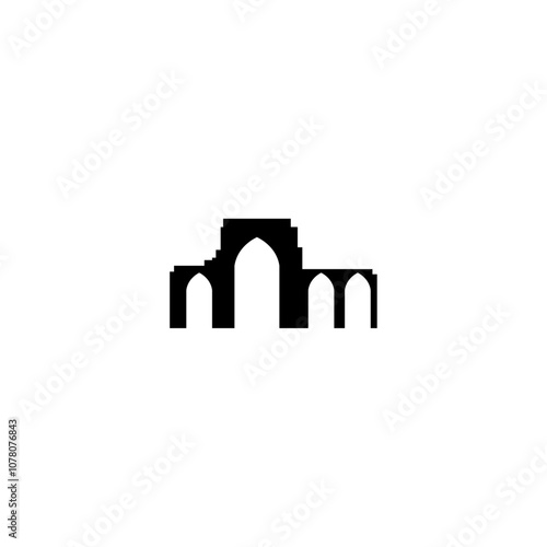 Arc vector icon. Isolated arch, gateway clipart, black and white contour