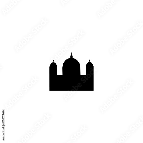 Cathedral vector icon. Isolated small and minimalistic european church pictogram, logo, black and white contour