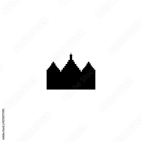 Cathedral vector icon. Isolated small and minimalistic european church pictogram, logo, black and white contour