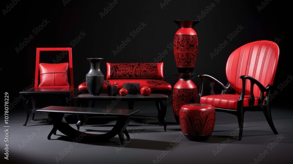 Fototapeta premium Red and Black Interior Design