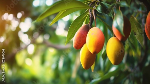 Ripe Mangoes on a Branch