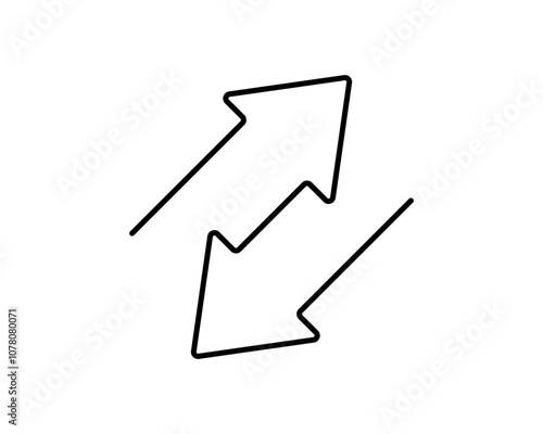 Transfer double arrow icon. Two opposite direction symbol. Exchange line arrow icon. Remove sign. Transfer symbol. Vector illustration isolated on white background.