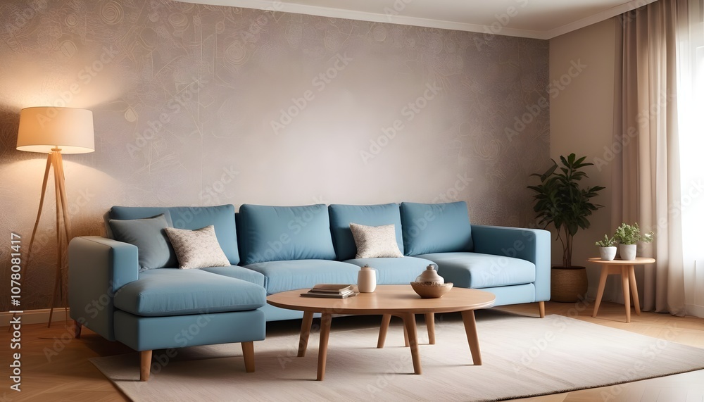 Scandinavian living room interior design zoom background,Doodle patterned wallpaper graphics Scandinavian living room interior design zoom background,Doodle patterned wallpaper graphics