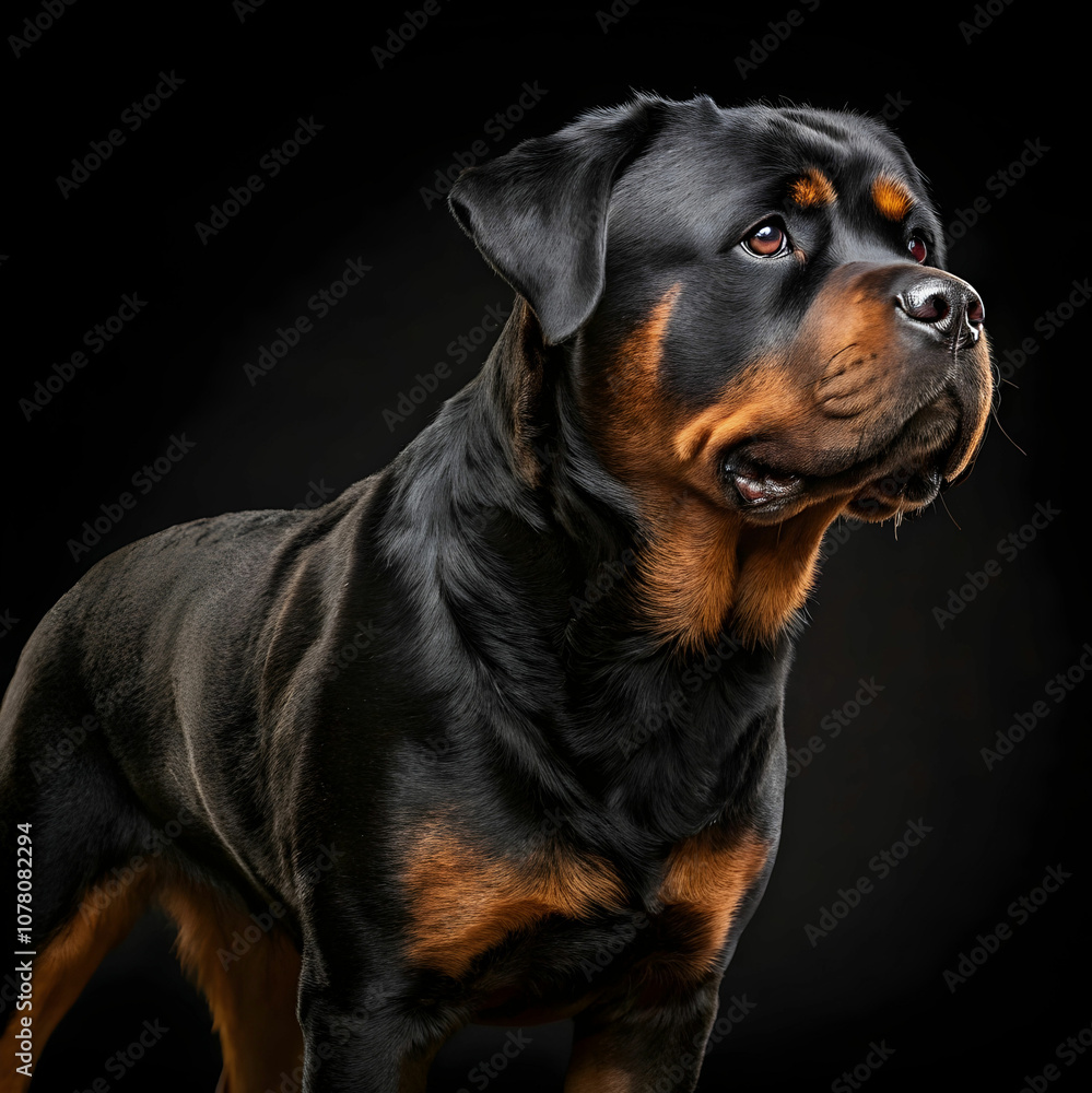 Fototapeta premium The Rottweiler is a strong, loyal, and confident dog, known for its protective nature, intelligence.
