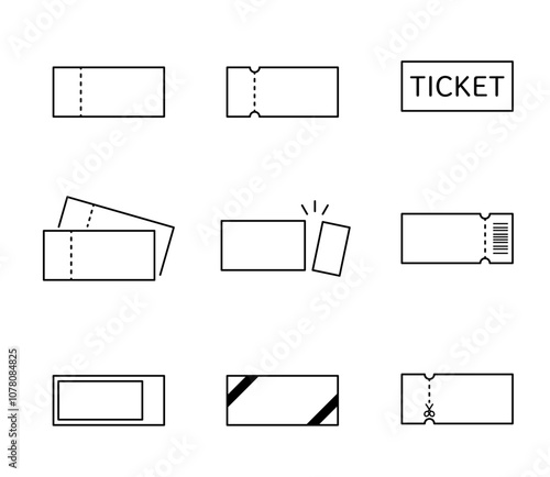色々なチケットのアイコンイラストセット　ベクター
