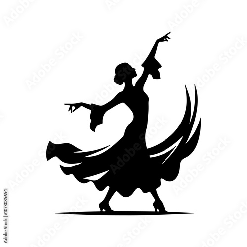 Simple Vector Icon of a Flamenco dance – Logo Design Illustration