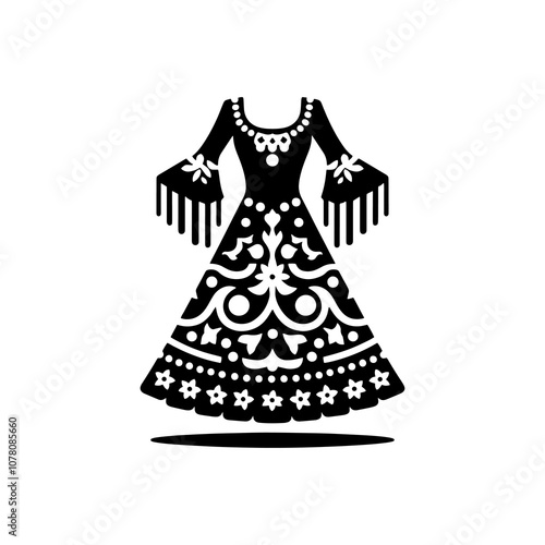 Simple Vector Icon of a Flamenco dress – Logo Design Illustration