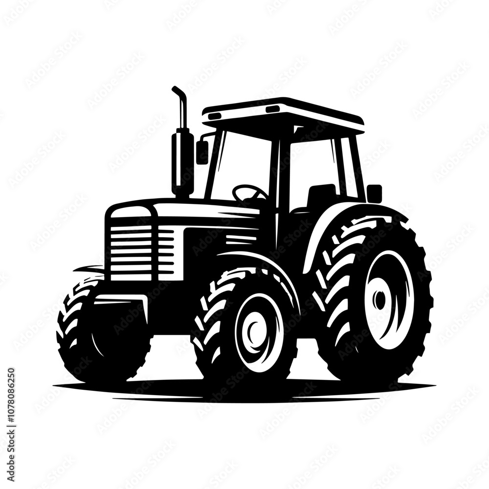 Obraz premium Simple Vector Icon of a tractor – Logo Design Illustration