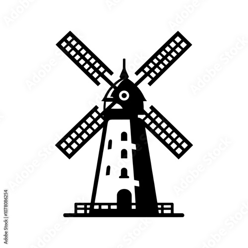 Simple Vector Icon of a windmill – Logo Design Illustration