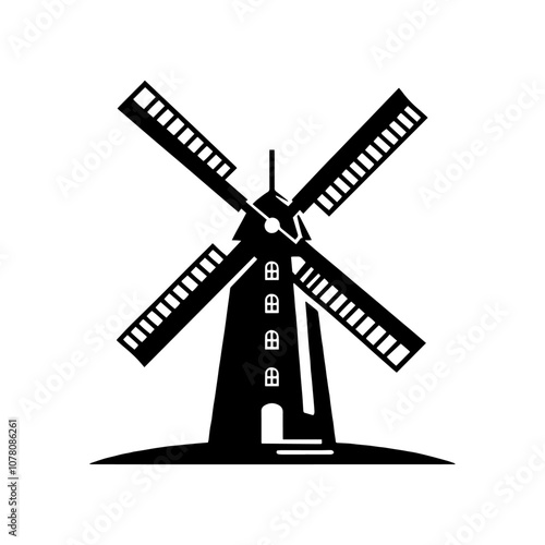 Simple Vector Icon of a windmill – Logo Design Illustration