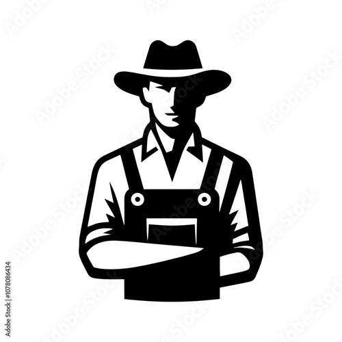 Simple Vector Icon of a farmer man – Logo Design Illustration