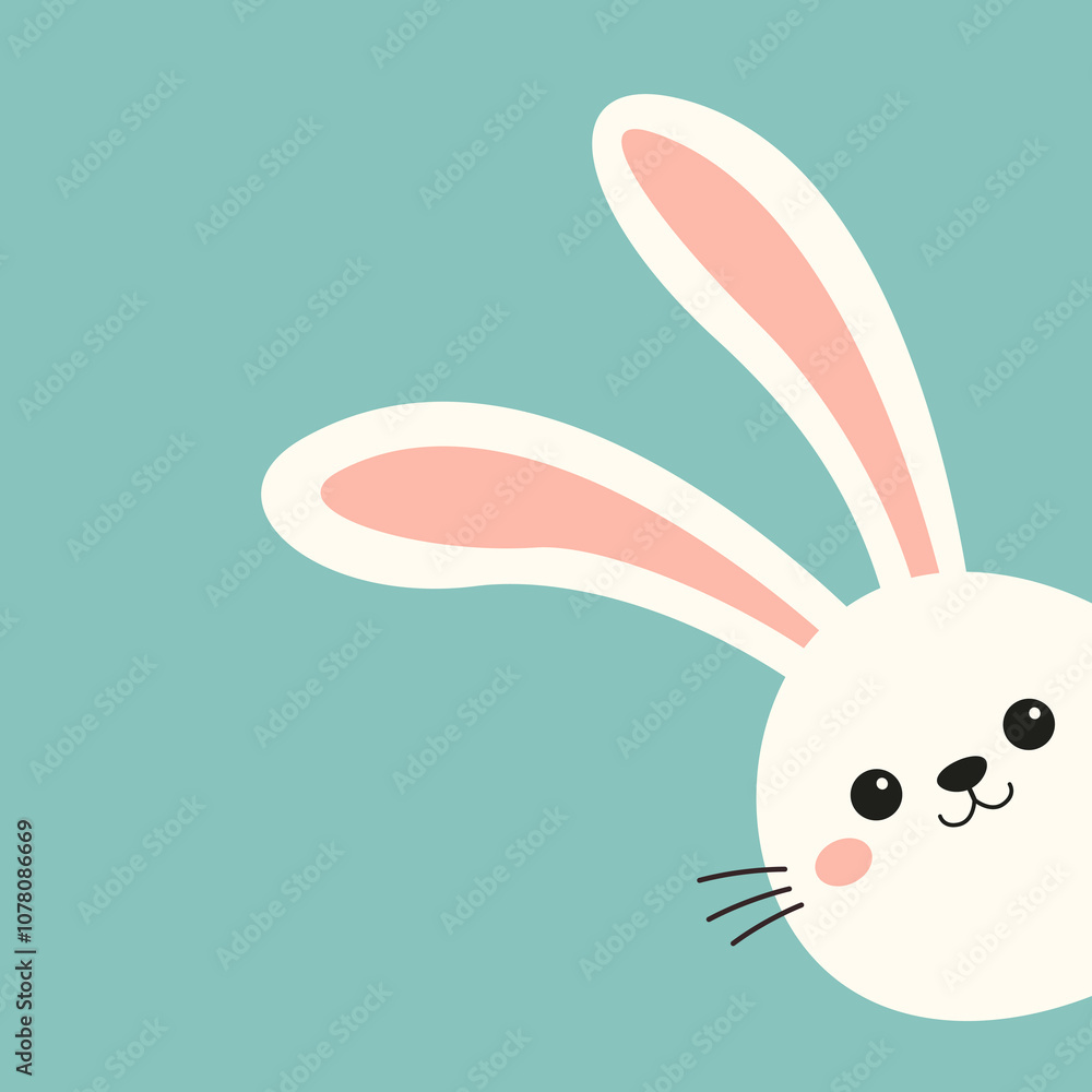 White peeking rabbit bunny head face from the corner. Happy Easter. Cute cartoon kawaii funny baby character. Farm animal. Childish style. Flat design. Blue background. Vector illustration White peeking rabbit bunny head face from the corner. Happy Easter. Cute cartoon kawaii funny baby character. Farm animal. Childish style. Flat design. Blue background. Vector illustration