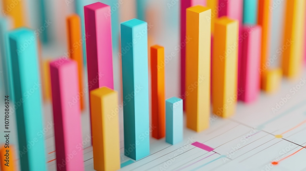Colorful 3D Bar Graph Displaying Data Insights and Trends in Business Analytics, Financial Reports, and Performance Metrics with Vibrant Visual Appeal Colorful 3D Bar Graph Displaying Data Insights and Trends in Business Analytics, Financial Reports, and Performance Metrics with Vibrant Visual Appeal