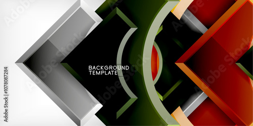 Arrow with round elements. Color geometric shapes background. Vector Illustration For Wallpaper, Banner, Background, Card, Book Illustration, landing page