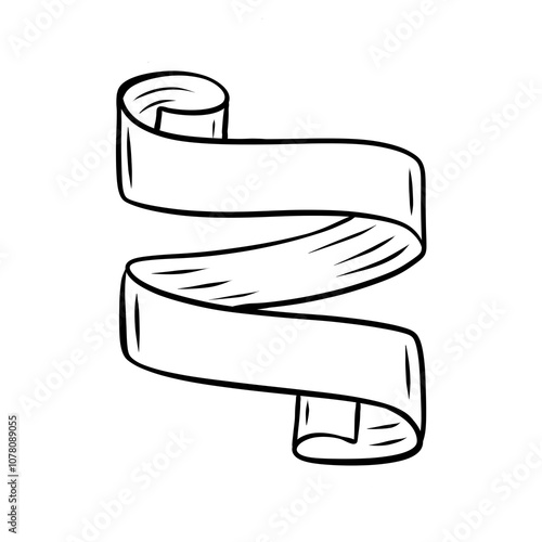 Hand Drawn Ribbon Banner. Sketch of a scroll.
