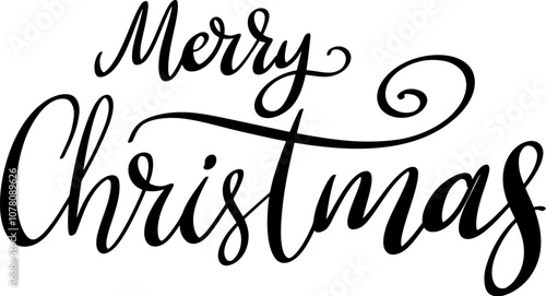 Merry Christmas. Lettering phrase on white background. Design element for poster, banner, t shirt, card. Vector illustration