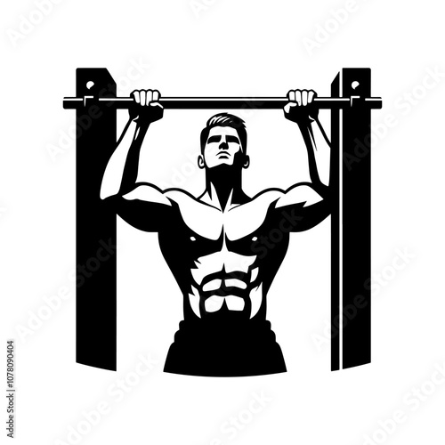 Simple Vector Icon of a man Pull-up Bar – Logo Design Illustration