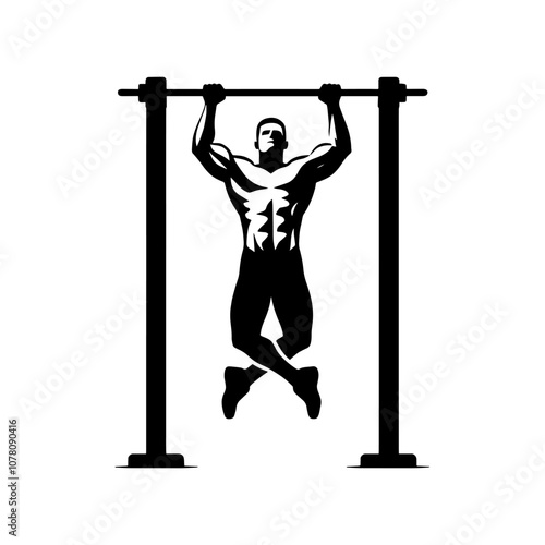 Simple Vector Icon of a man Pull-up Bar – Logo Design Illustration