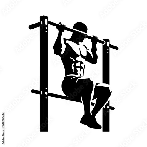 Simple Vector Icon of a man Pull-up Bar – Logo Design Illustration
