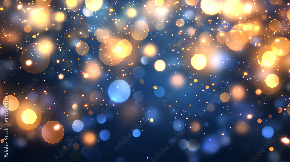 Abstract blurred bokeh lights on dark blue background Abstract blurred bokeh lights on dark blue background