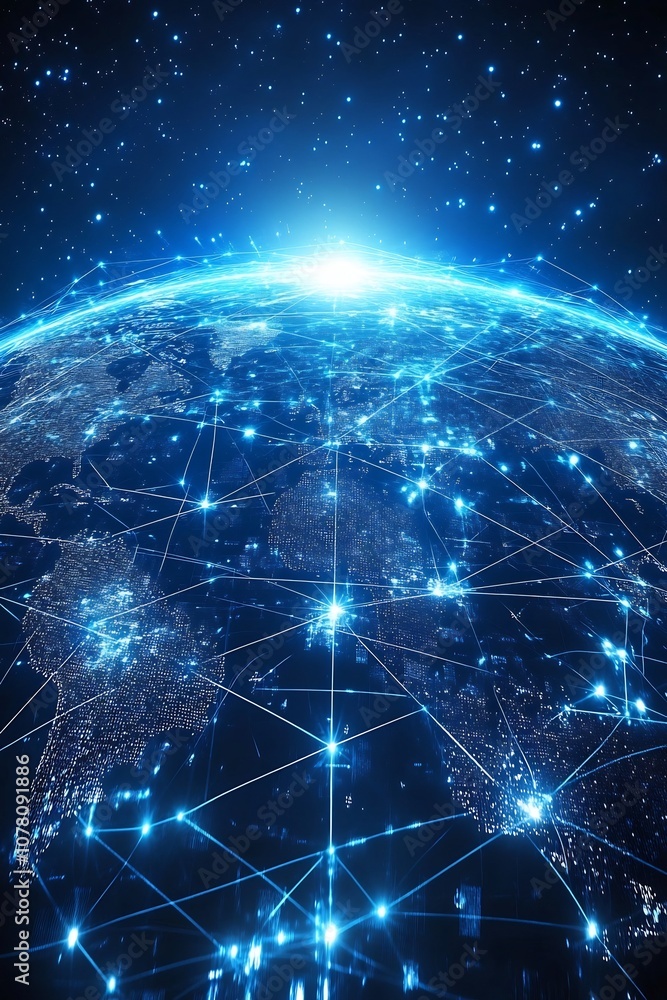 Glowing Global Digital Data Network and Cloud Computing Across Cities and Countries Glowing Global Digital Data Network and Cloud Computing Across Cities and Countries