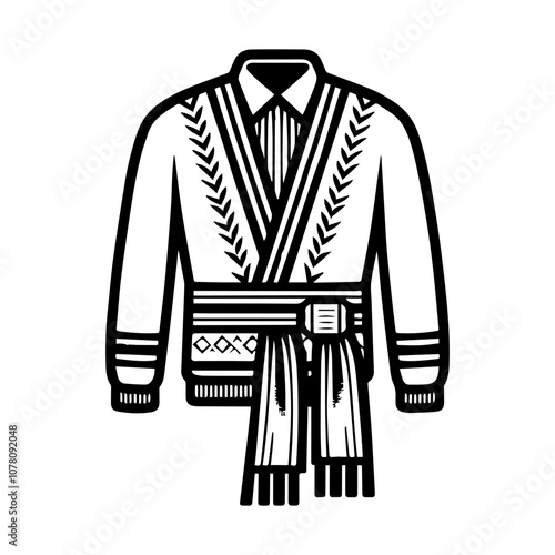 Simple Vector Icon of a Métis Sash and Clothing traditional – Logo Design Illustration