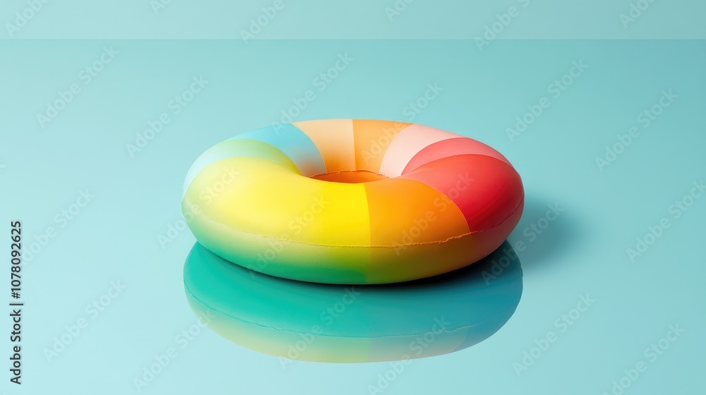 Vibrant and Colorful Inflatable Pool Float on Reflective Surface in Calm Water Environment Perfect for Summer Fun and Poolside Enjoyment Vibrant and Colorful Inflatable Pool Float on Reflective Surface in Calm Water Environment Perfect for Summer Fun and Poolside Enjoyment