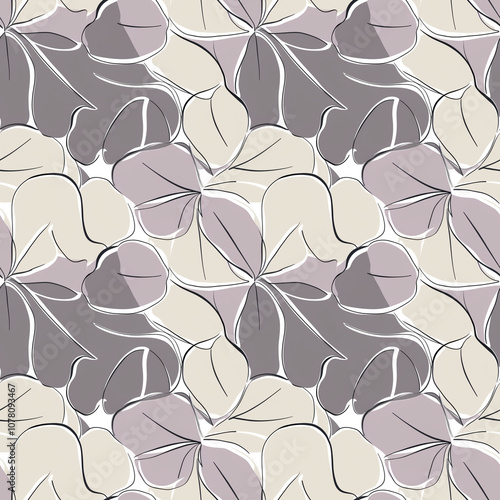 Seamless floral line pattern, muted pastel colors, elegant design for wallpaper, fabric, packaging, and merchandise, copy space

