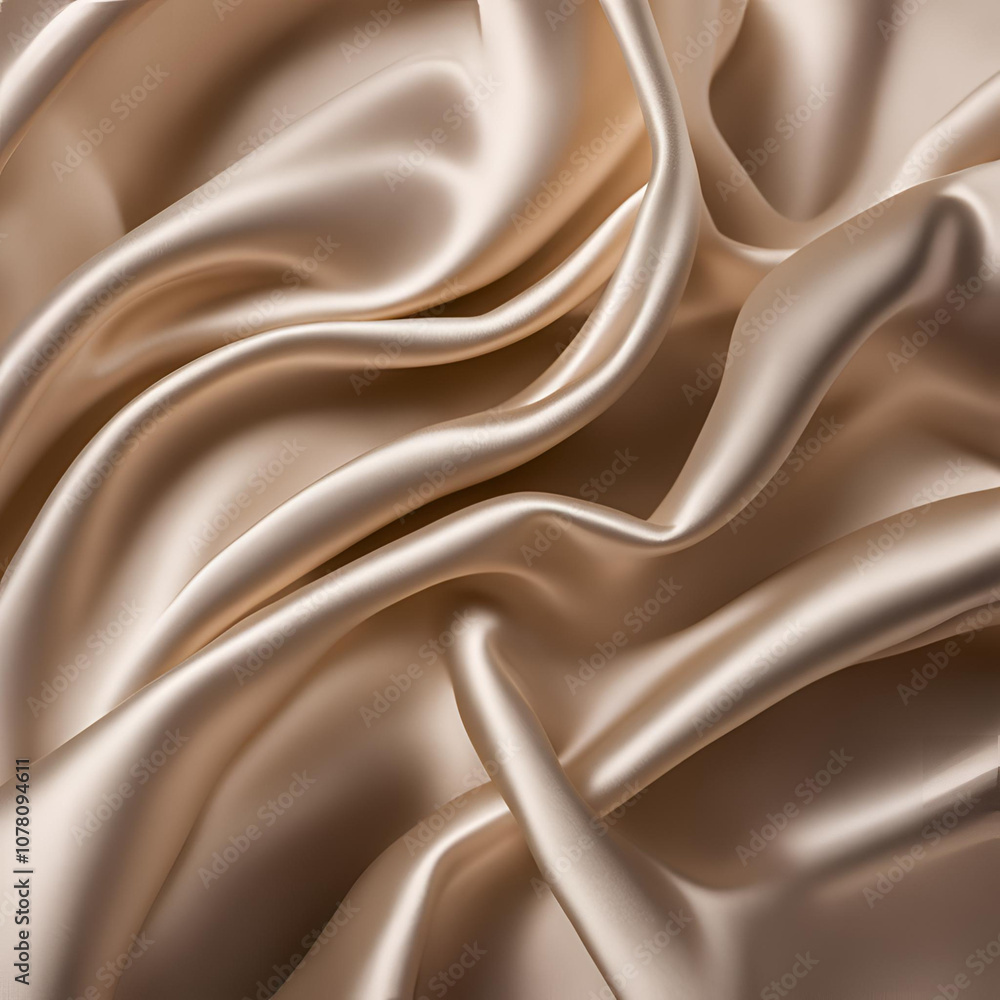 Soft, luxurious champagne satin fabric with elegant, flowing folds, showcasing a smooth and glossy texture ideal for fashion, design, or abstract backgrounds. Soft, luxurious champagne satin fabric with elegant, flowing folds, showcasing a smooth and glossy texture ideal for fashion, design, or abstract backgrounds.