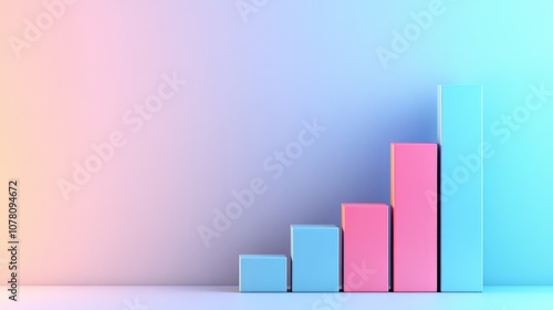 Colorful Abstract Bar Chart on Gradient Background Illustrating Growth and Progress in Business or Financial Context