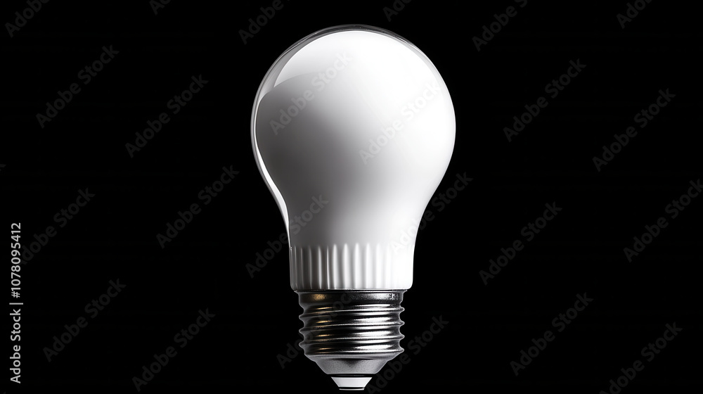 bright, upright lightbulb on solid black background, showcasing its sleek design and reflective surface, creating modern and minimalist aesthetic bright, upright lightbulb on solid black background, showcasing its sleek design and reflective surface, creating modern and minimalist aesthetic