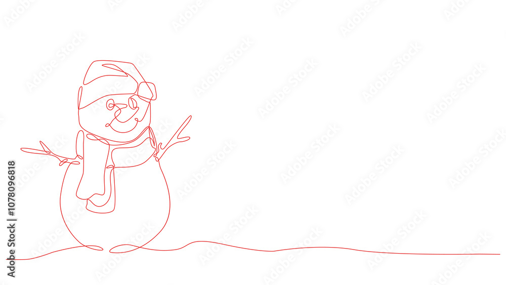 snowman line art drawing in single line, Christmas and new year decoration, snowman one line drawing vector illustration, Christmas frame decoration snowman line art drawing in single line, Christmas and new year decoration, snowman one line drawing vector illustration, Christmas frame decoration