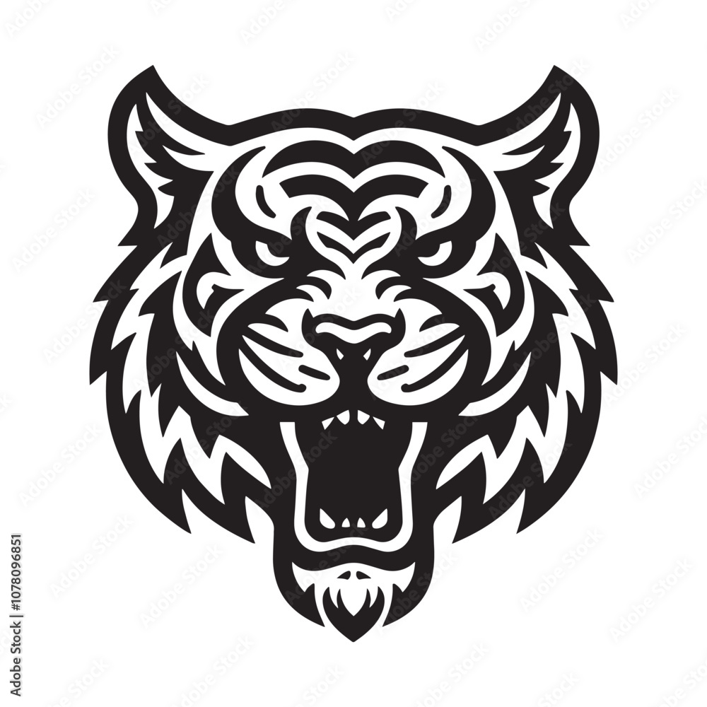 Fototapeta premium a simple illustration of tiger roar - vector logo design