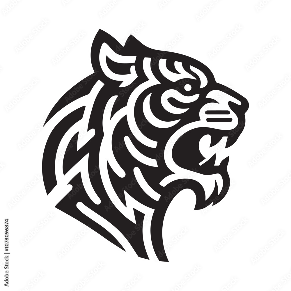 Fototapeta premium a simple illustration of tiger roar - vector logo design