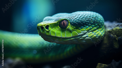 close up of a green snake